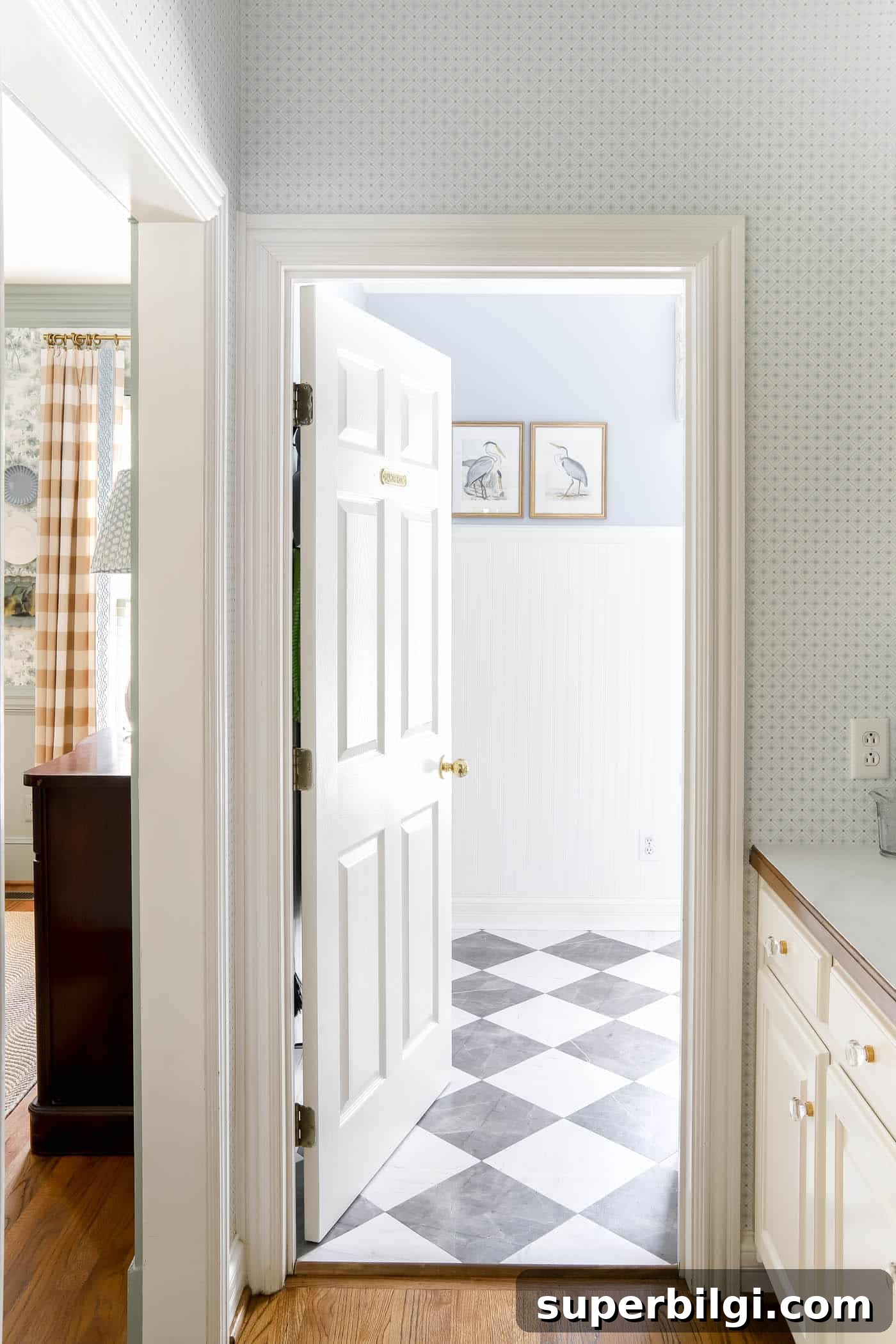16 Budget Friendly Laundry Room Storage Ideas 6 checkerboard floors in the laundry room