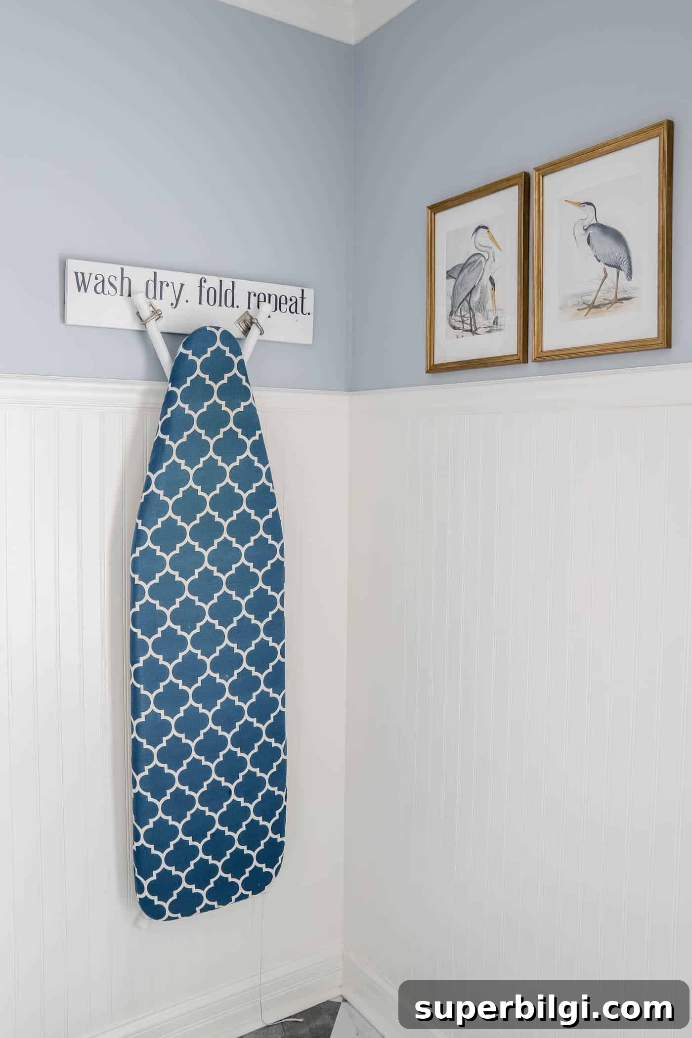 Beadboard Home Upgrades: Design Ideas, Costs and Installation 14 Blue and white laundry room with beadboard