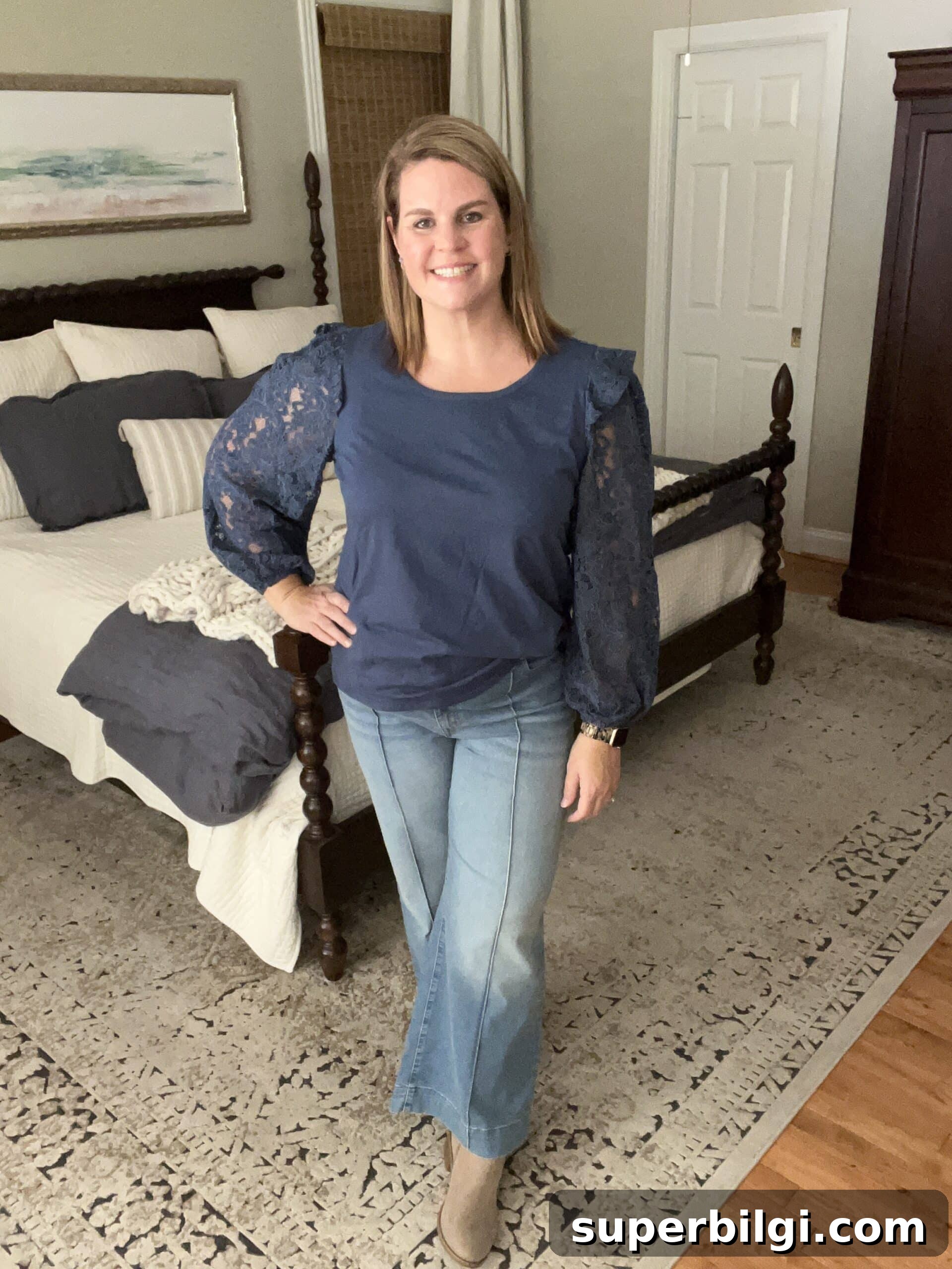 Early Fall Tops and Sweaters to Wear Now 7 Lace-sleeve-shirt for fall