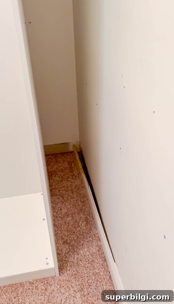 How to Maximize Closet Space Using the IKEA PAX System 4 Cut baseboards for closet installation