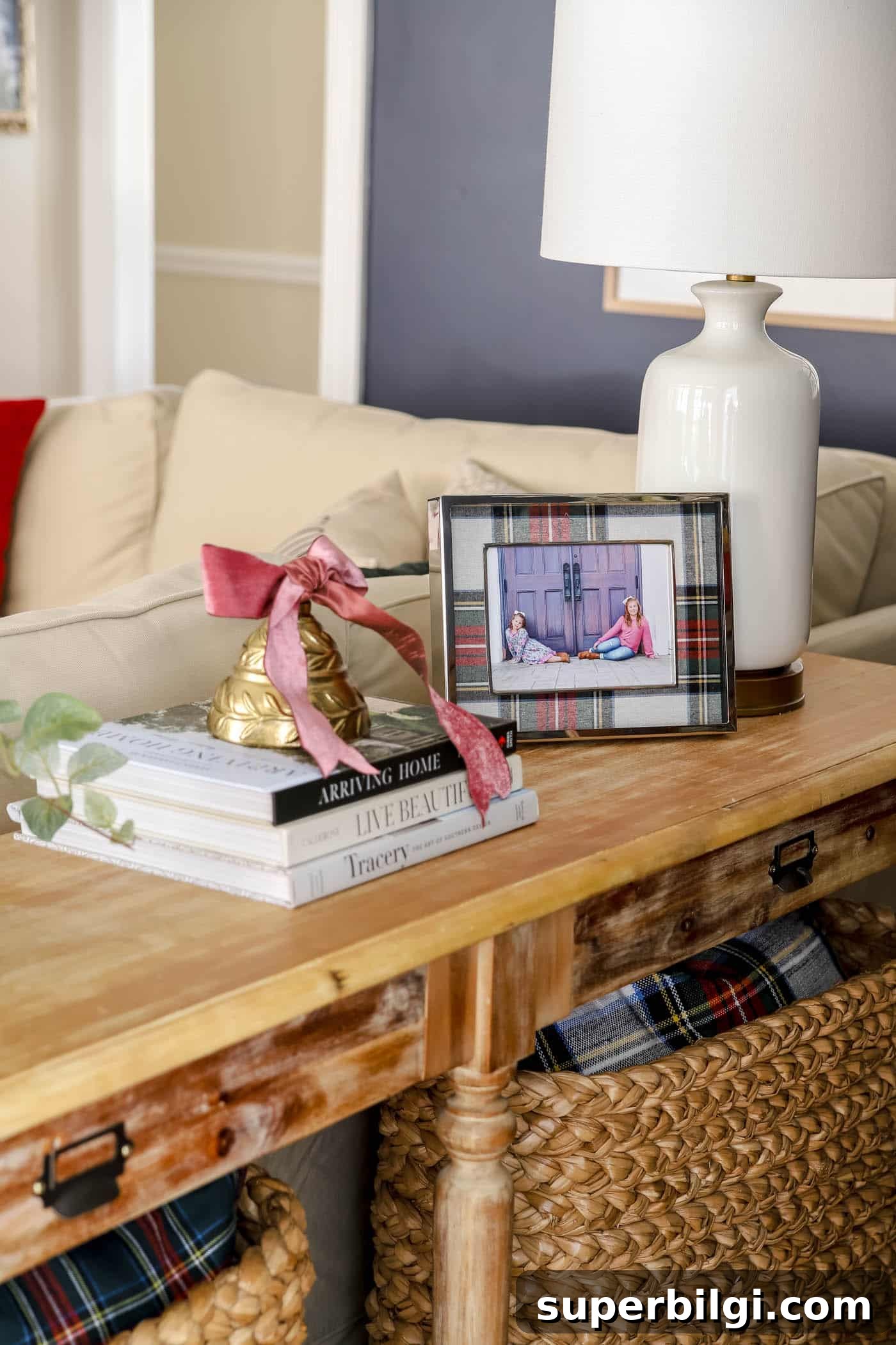 Red, White and Gold Christmas Decor Ideas 13 console table decorated for Christmas