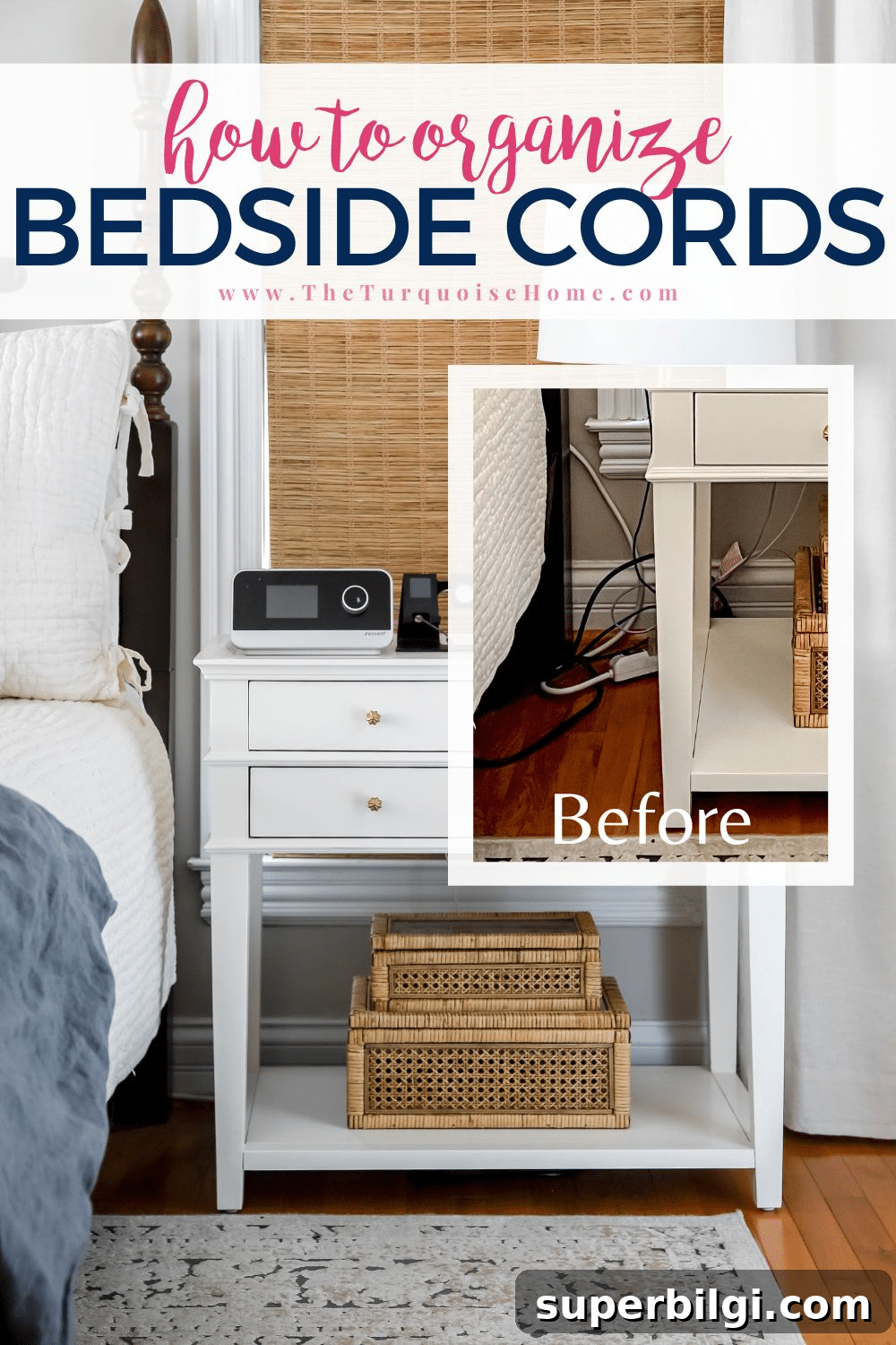 Bedside Cable Management Ideas for a Tidy Nightstand 2 bedside cord organization ideas