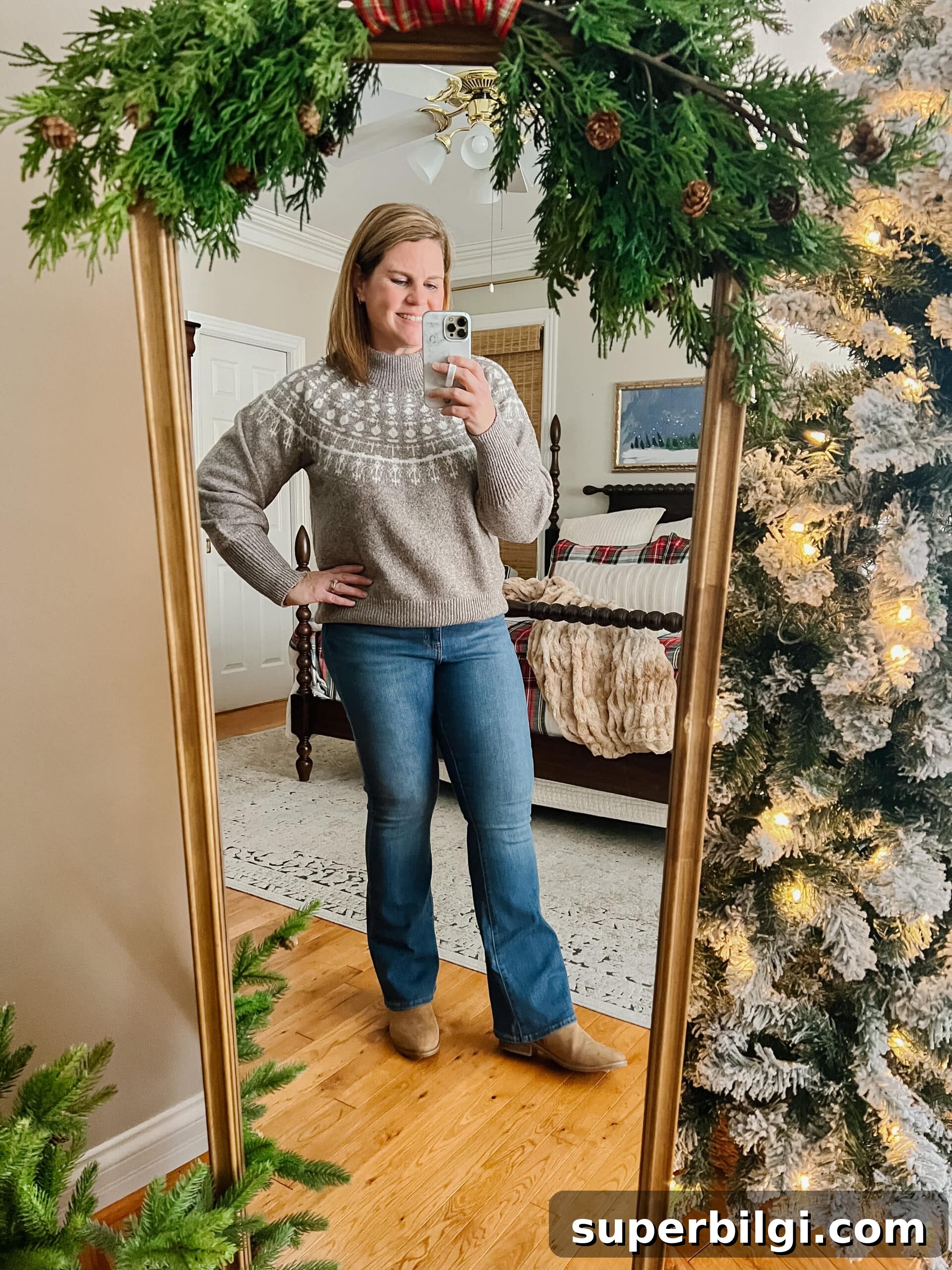 Affordable Winter Jeans and Cozy Sweaters 5 fair isle sweater with bootcut jeans and ankle boots