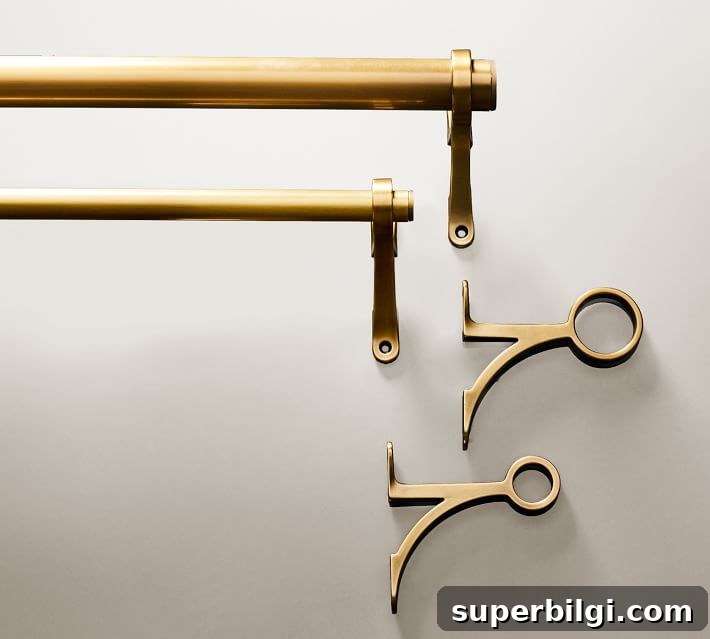 How to Hang Curtains: Step-by-Step Rod Installation 10 Brass Curtain Rod Wall Bracket