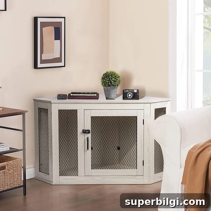 13 Creative Corner Decor Ideas to Transform Small Spaces 11 dog crate as a table in the corner of a living room.