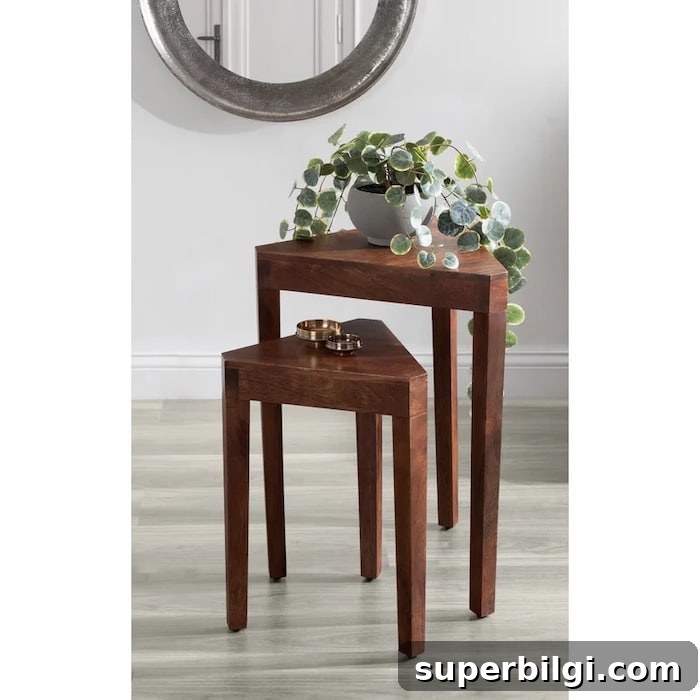 13 Creative Corner Decor Ideas to Transform Small Spaces 12 nesting tables for a corner of a room with a plant on it.