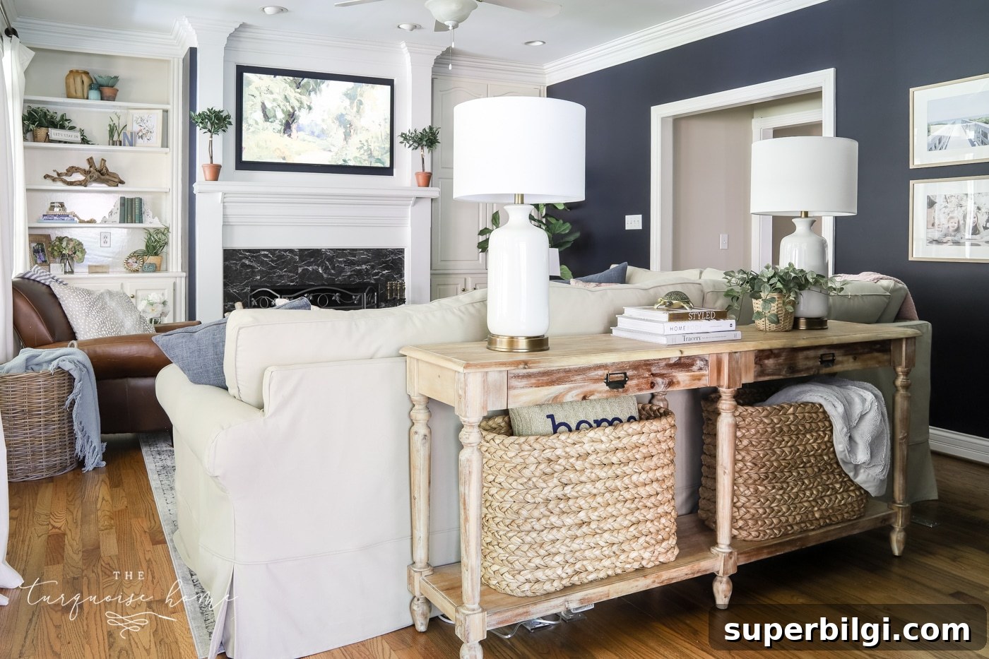 Paint Trim Like a Pro: Step-by-Step Guide 3 Navy Living Room with Wood Tones