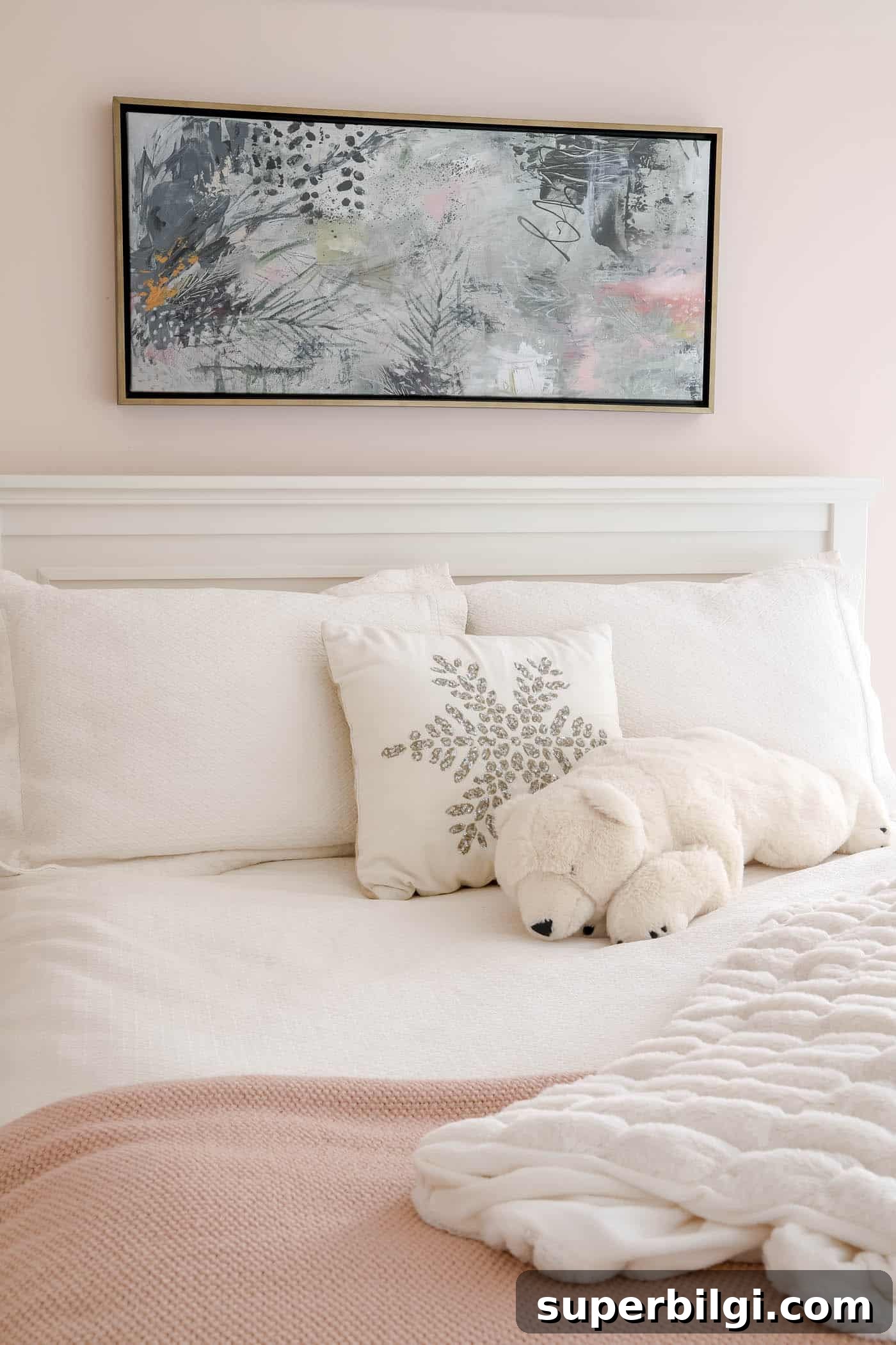 Teen Girl Bedroom Ideas: 10+ Stylish Tips and Tricks 13 abstract plant art above bed.