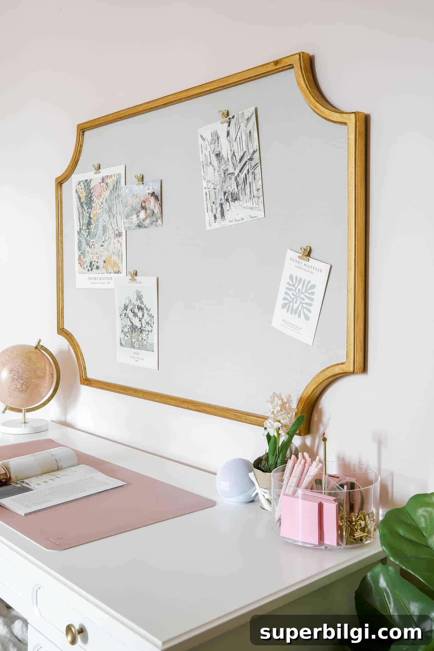 Teen Girl Bedroom Ideas: 10+ Stylish Tips and Tricks 17 Teen girl study station in a girls bedroom with smart technology like Amazon echo dot.