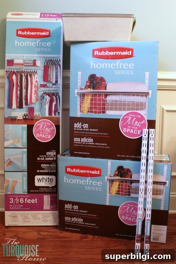 Miss A's Closet System: Stylish Closet Organization Ideas 5 Rubbermaid HomeFree Closet System | TheTurquoiseHome.com