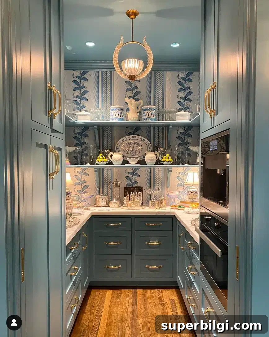 10+ Butler's Pantry Ideas for Stylish, Functional Spaces 16 Butler's pantry emphasizing displays of beautiful serving pieces.