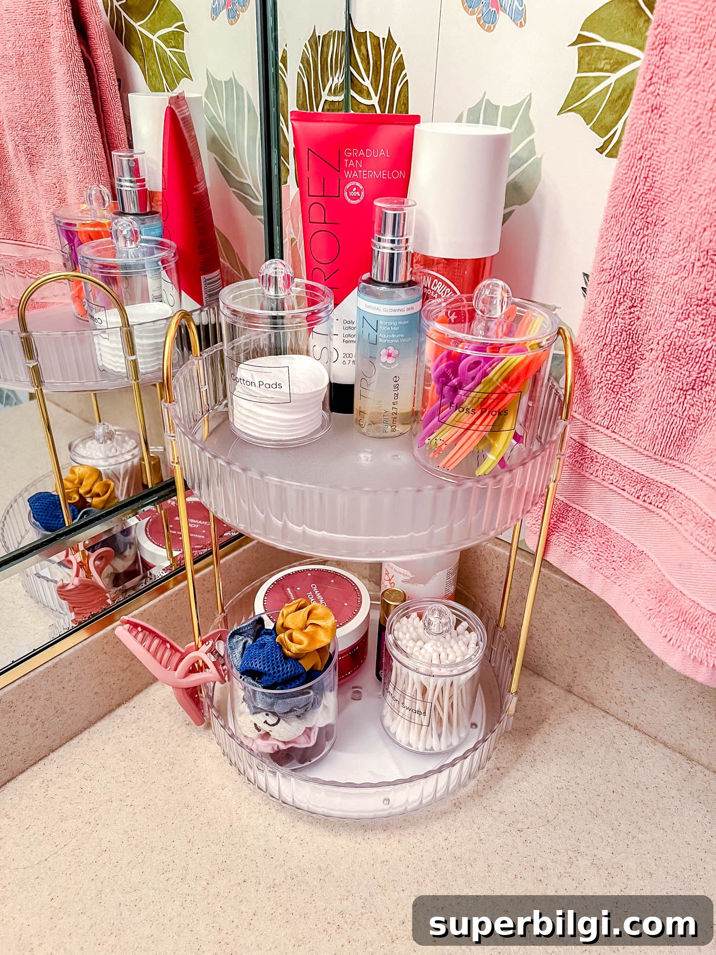 Under-Sink Storage Ideas for Bathroom Organization 12 rotating cosmetics storage idea.