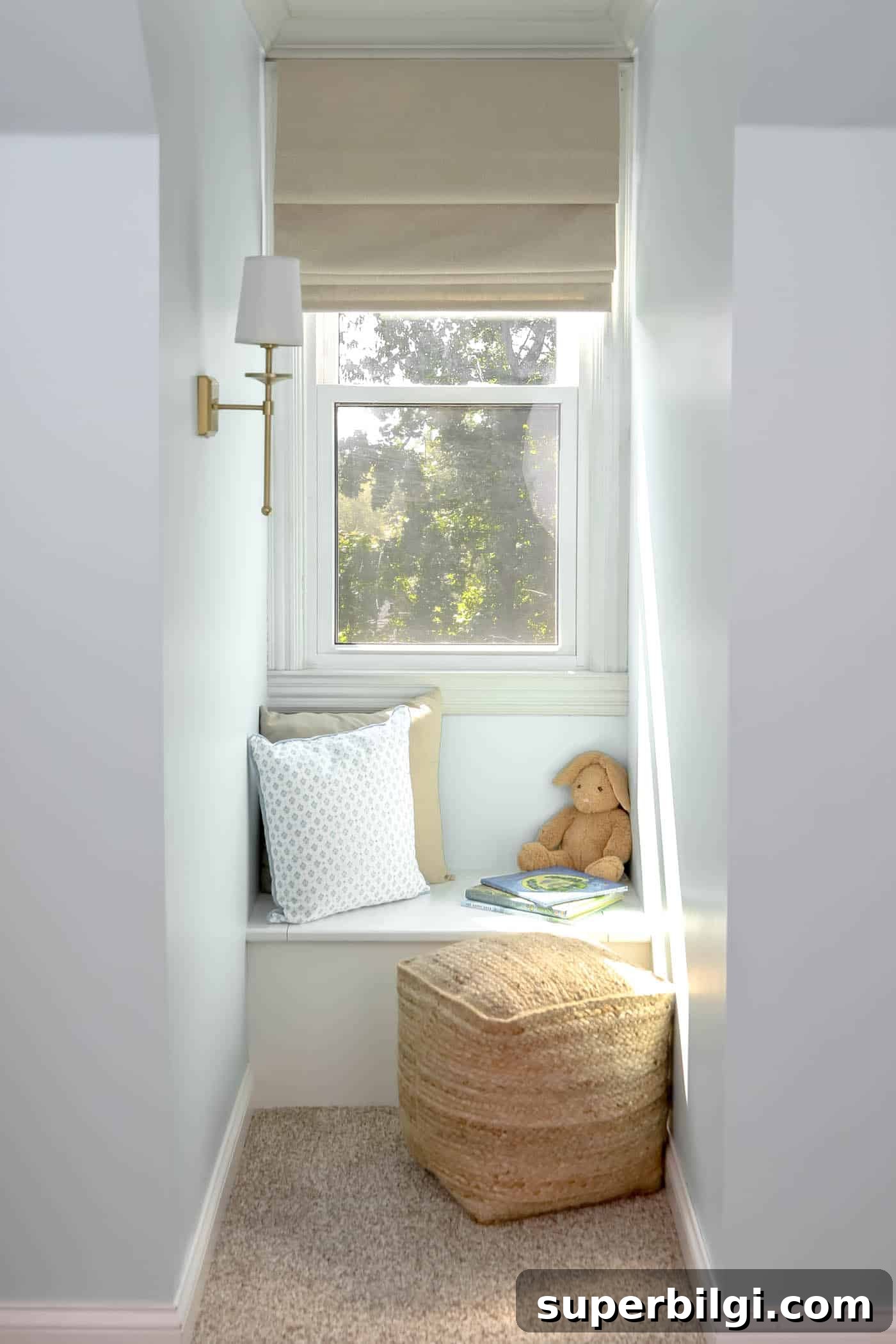 10 Cozy Reading Nook Ideas to Inspire Your Home 5 Coastal theme Reading Nook with Tidewater paint on the walls.