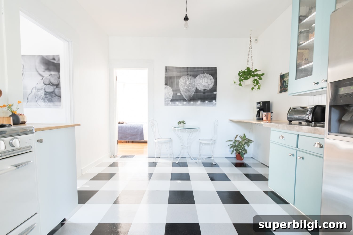vinyl floor in plaid pattern 