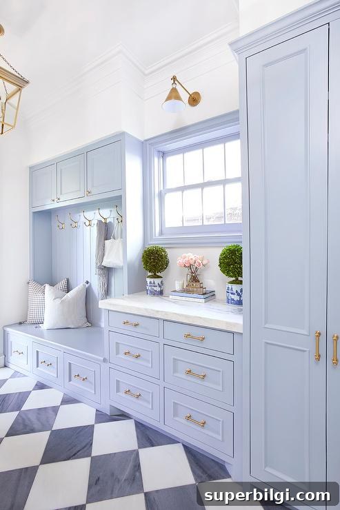 Caitlin Wilson mudroom with checkered floors