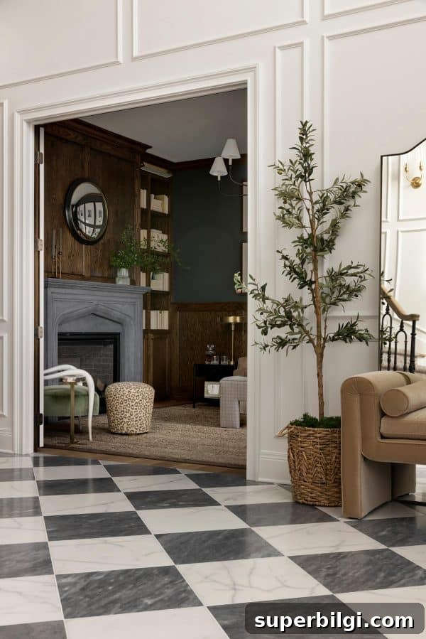 Harlequin pattern diamond checkered flooring