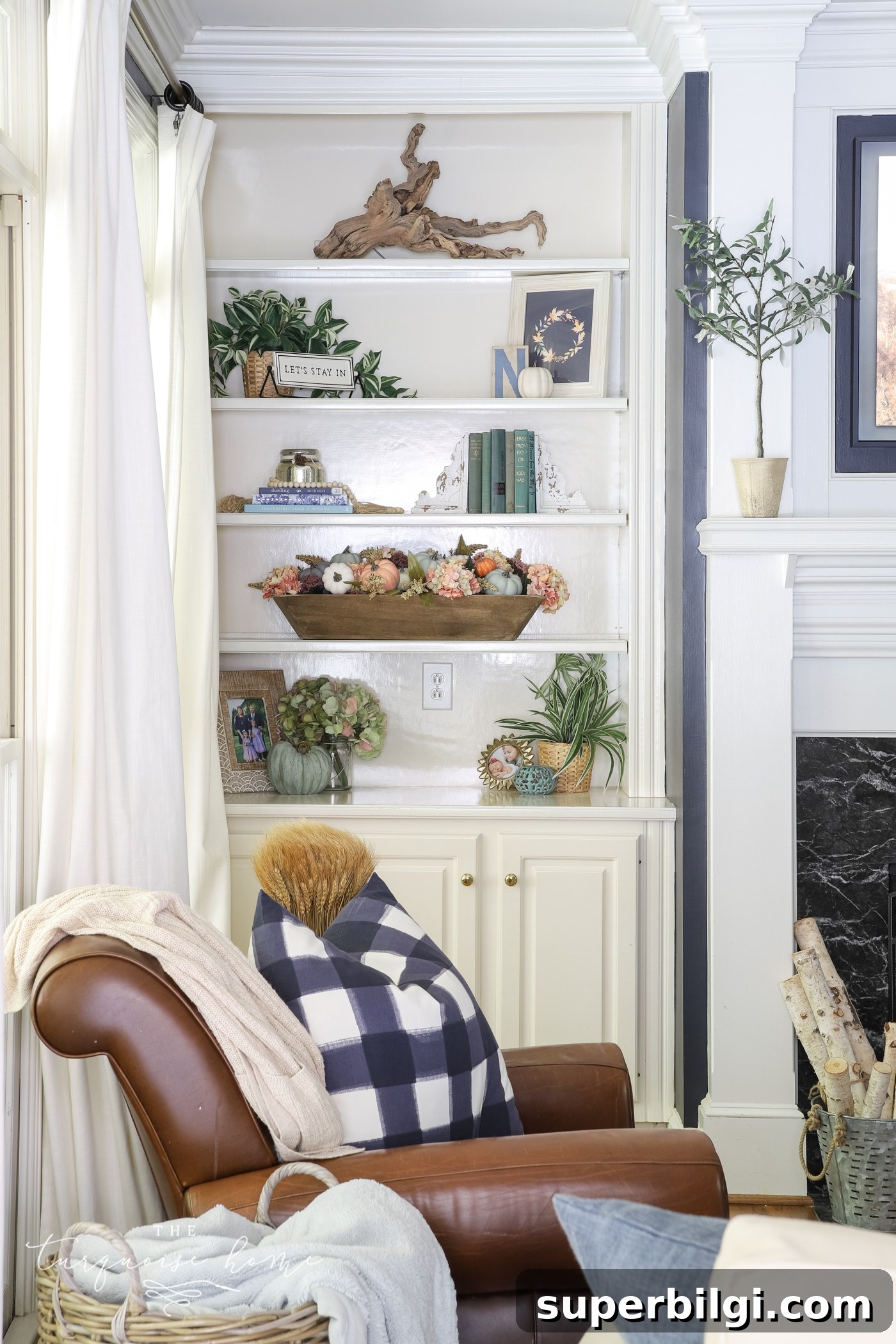 10 Cozy Fall Throw Pillow Ideas to Refresh Your Autumn Decor 4 Built-In Shelves with Fall Decor