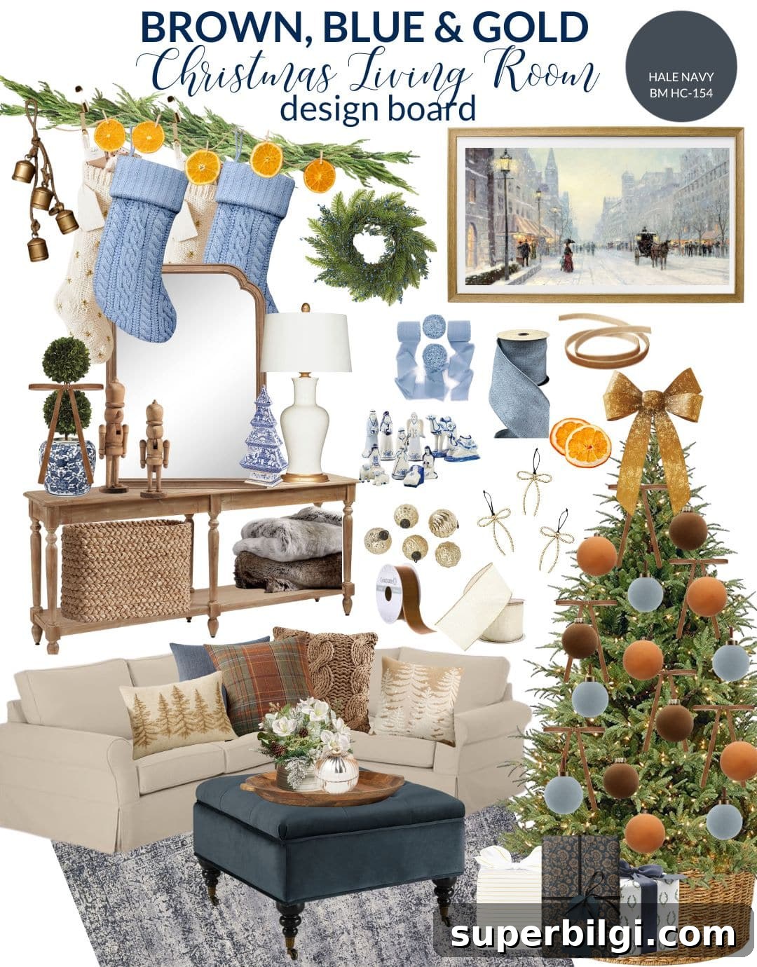 Gold, Blue and Brown Christmas Tree Decorating Ideas 4 gold, brown and blue christmas decor