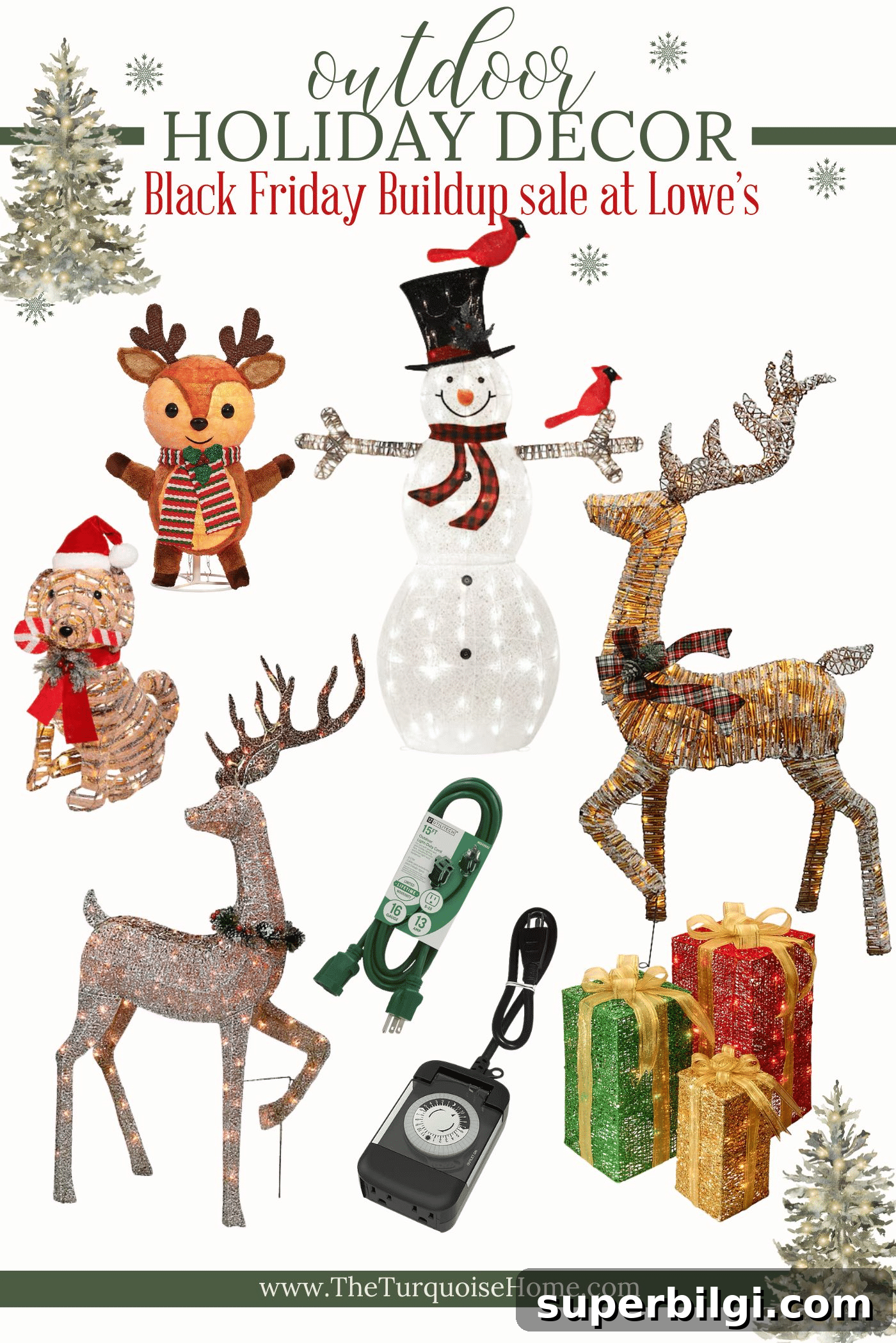 Outdoor Holiday Decor Deals: Lights, Wreaths and Lawn Displays 9 outdoor christmas decor from Lowe's