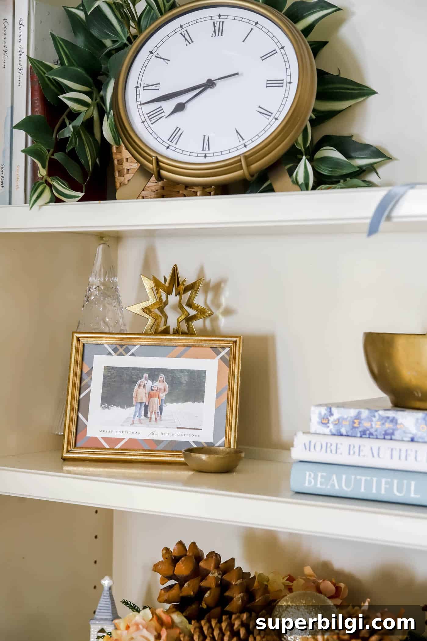 Orange, Blue and Brown Christmas Decor Ideas 18 orange and blue plaid christmas card in a frame.