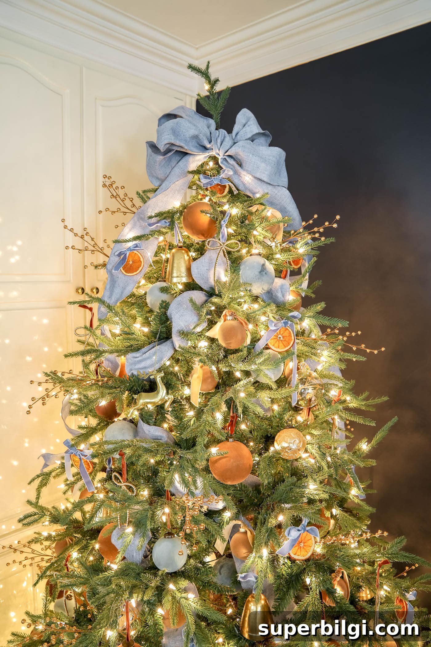 Orange, Blue and Brown Christmas Decor Ideas 24 Blue, brown and orange Christmas tree color palette