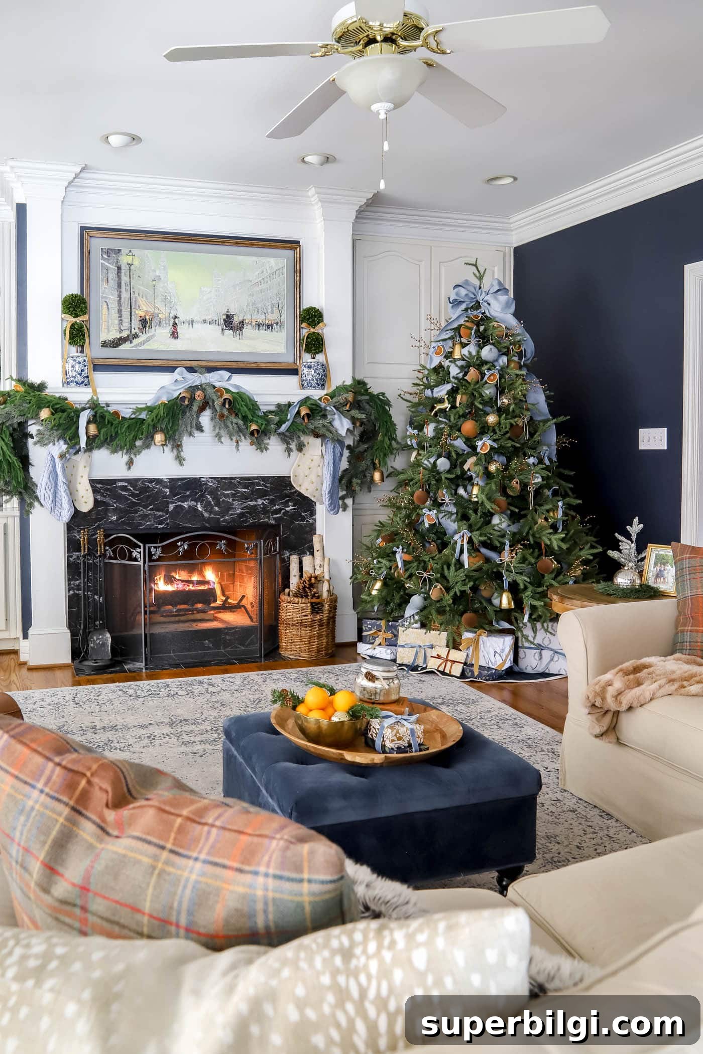 Orange, Blue and Brown Christmas Decor Ideas 6 Blue, brown and orange Christmas decor