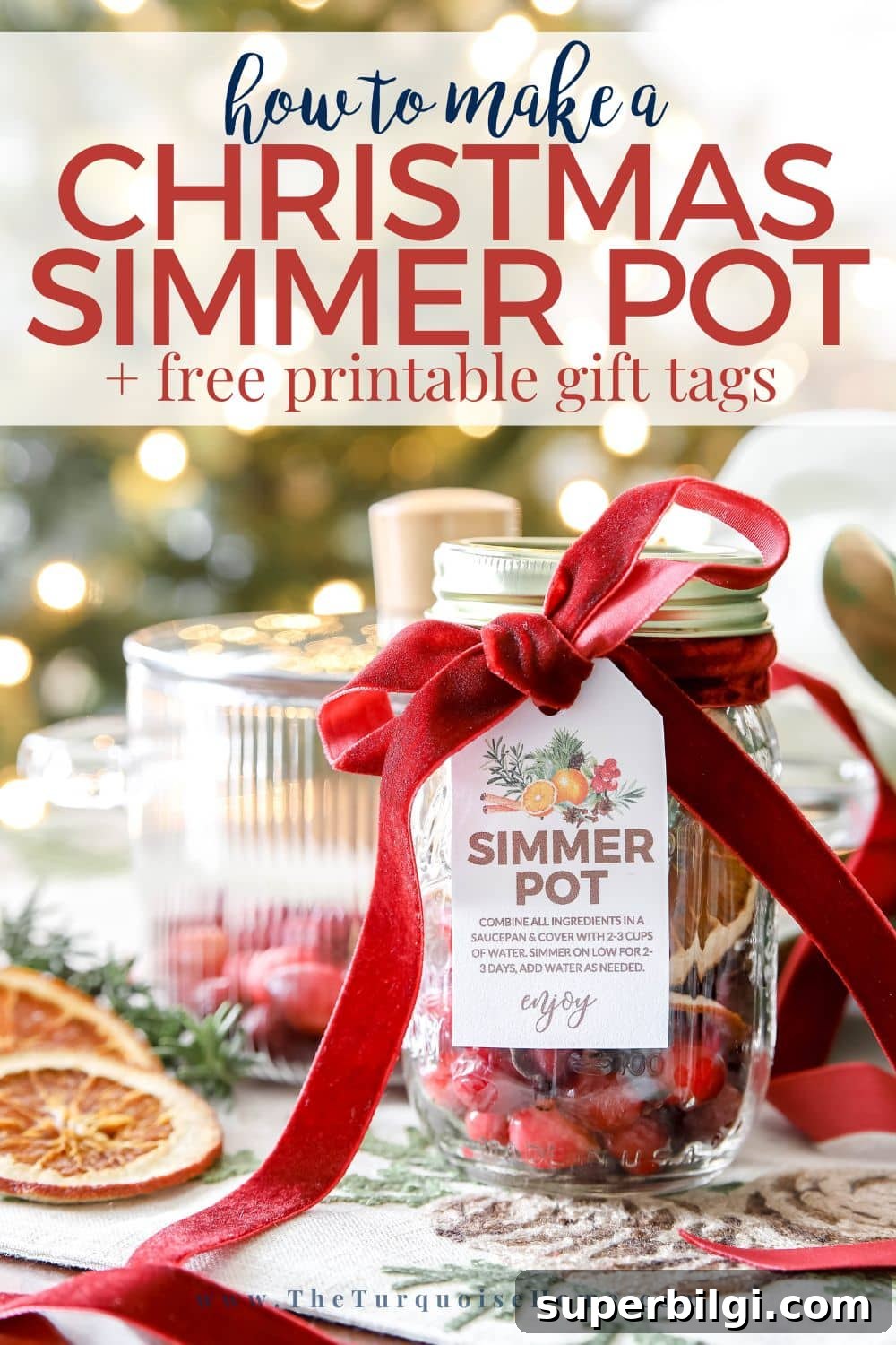 christmas simmer pot recipe with free printable gift tags