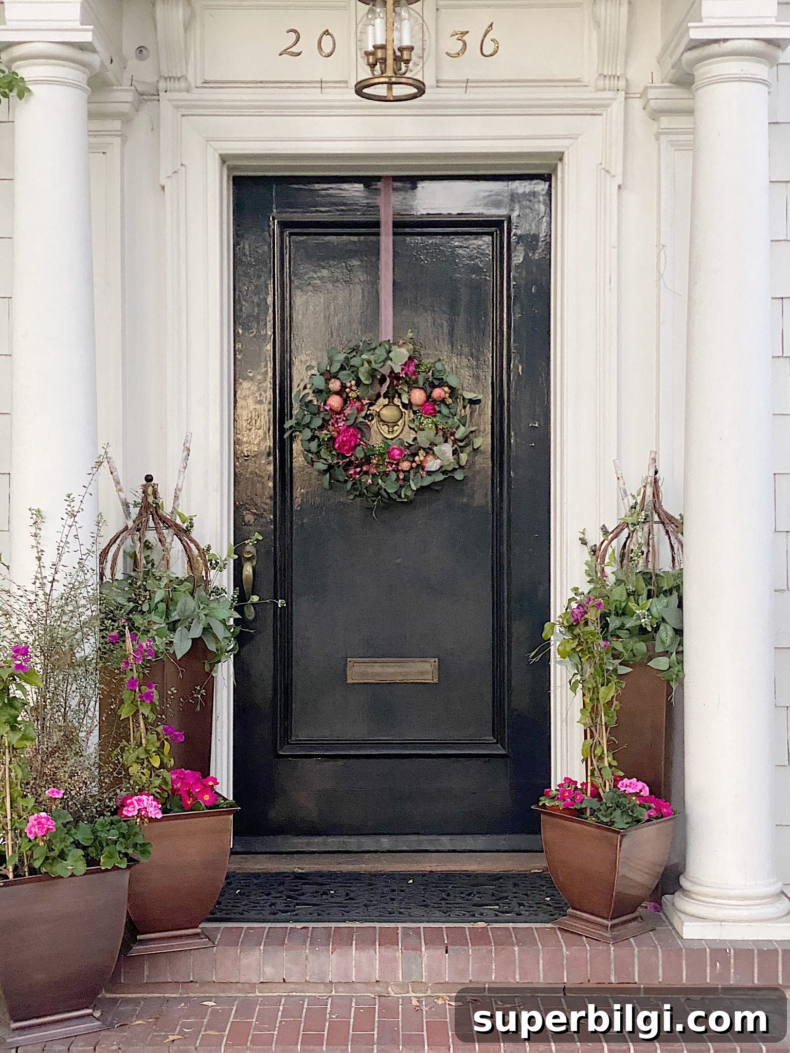 Small Porch Decorating Ideas to Maximize Style and Space 11 small front stoop with lots of flowers and greenery
