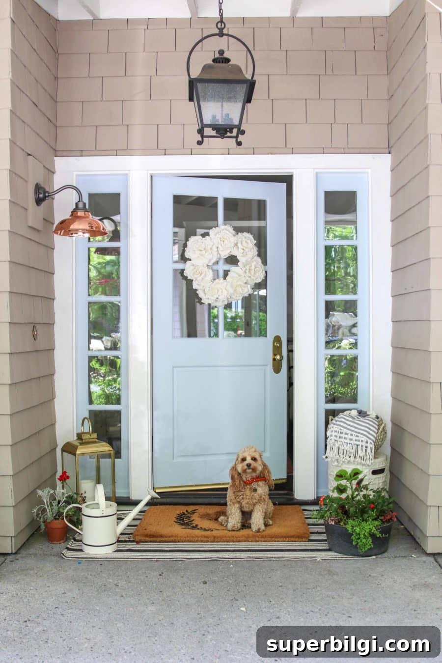 Small Porch Decorating Ideas to Maximize Style and Space 12 blue front porch door