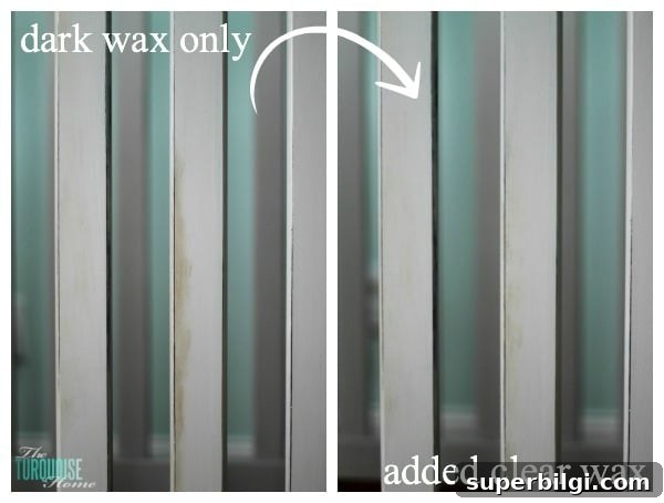 Gray Crib Before & After with Annie Sloan Chalk Paint 7 How to Apply Annie Sloan Dark Wax | TheTurquoiseHome.com