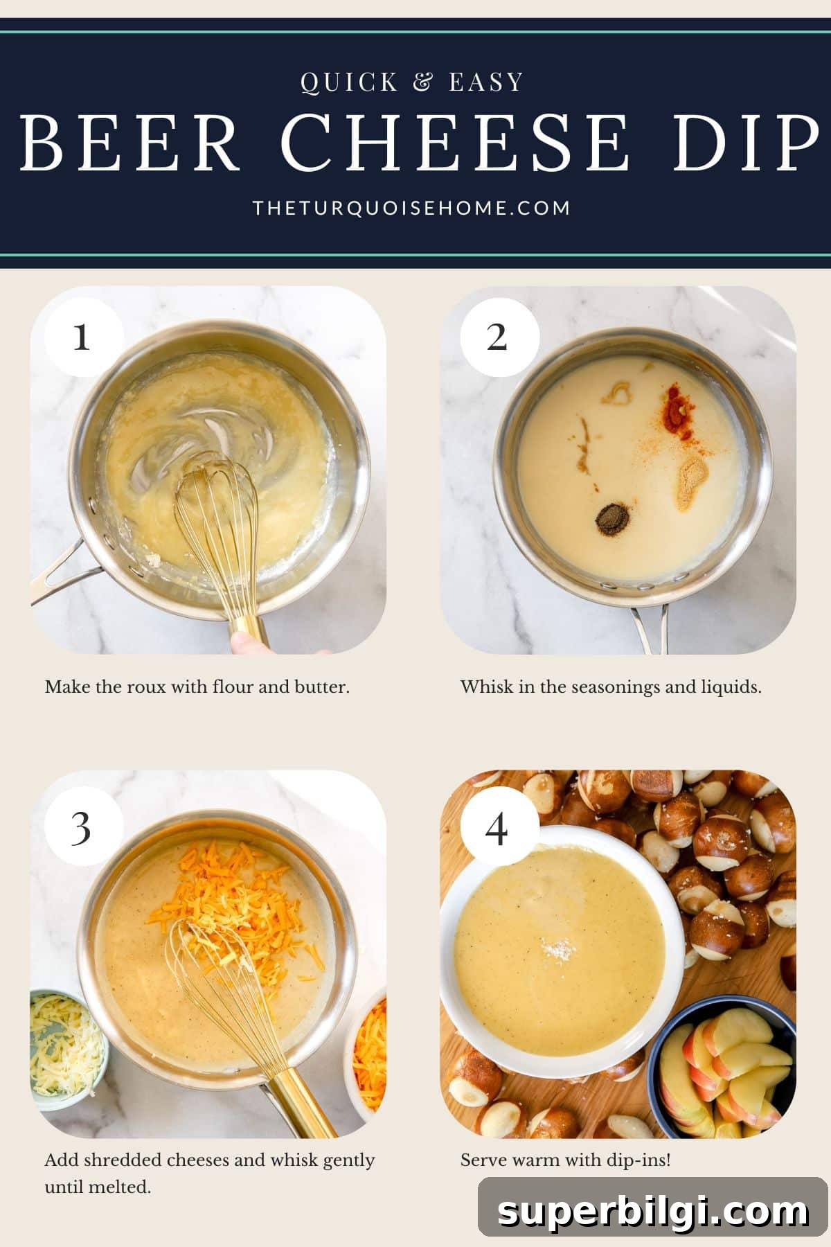 Creamy Beer Cheese Dip Recipe for Pretzels 4 beer cheese dip recipe process shots