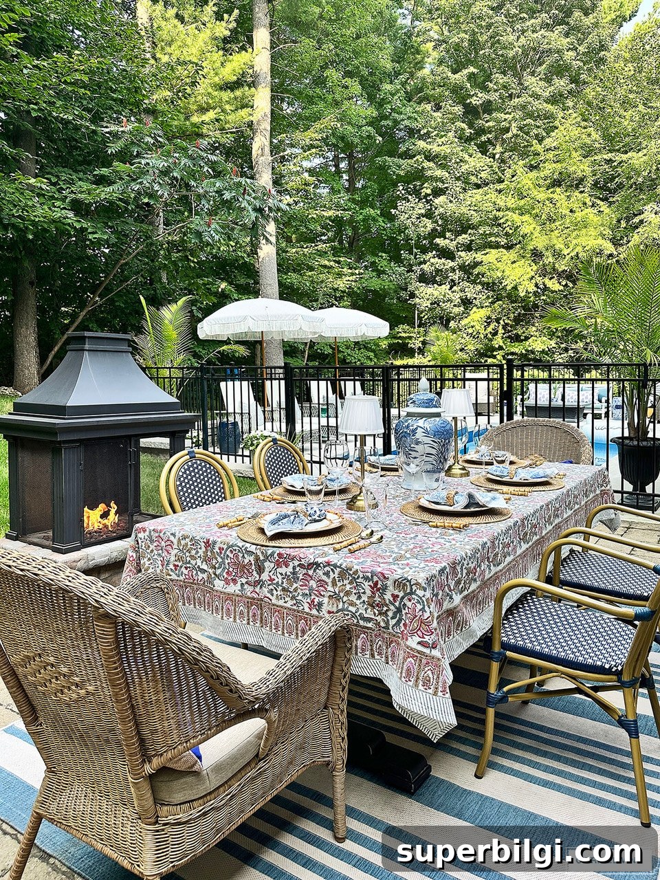 Fall Tablescape Ideas with Vintage Charm 10 Chic Outdoor Tablescape With Block Prints