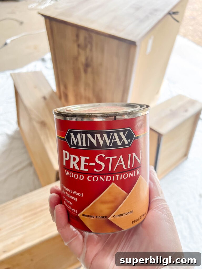 use pre-stain wood conditioner for an even finish.