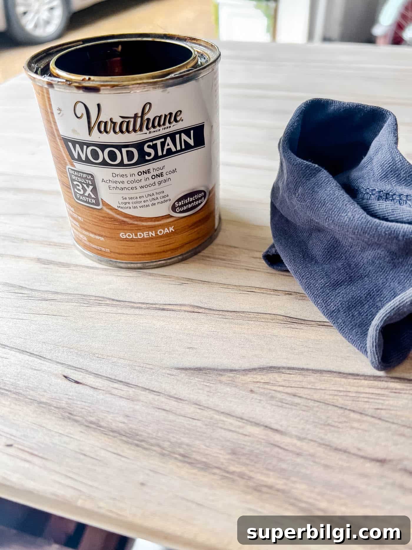 wood stain for refinishing a piece of furniture.