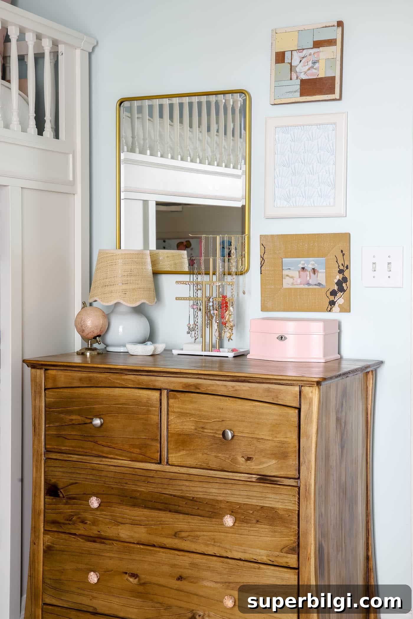 finished stained dresser