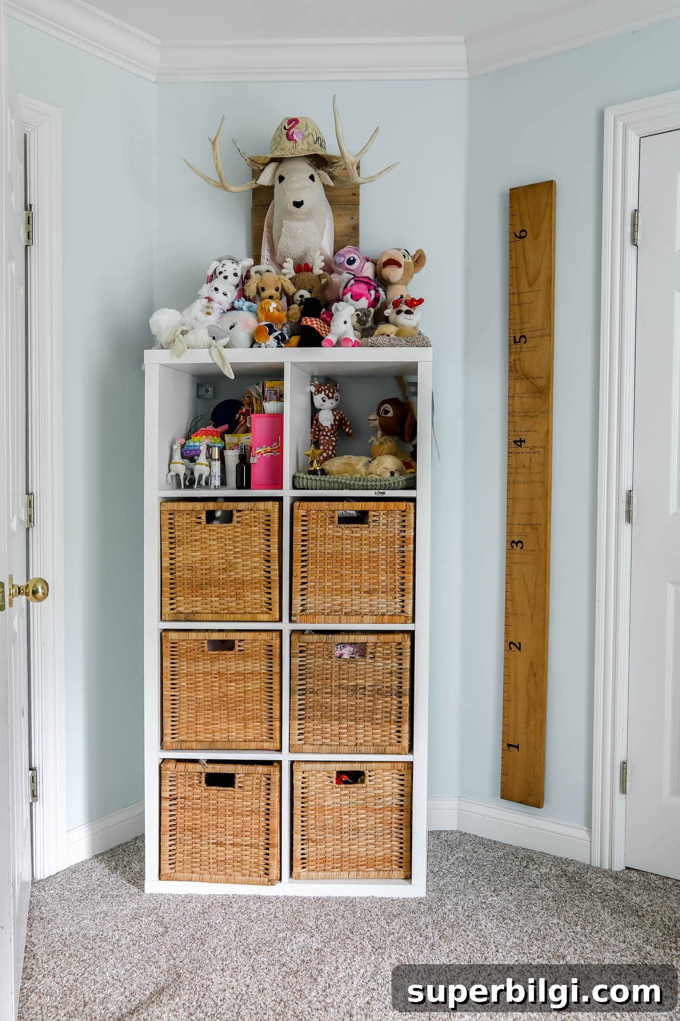 toy storage from an IKEA storage unit.
