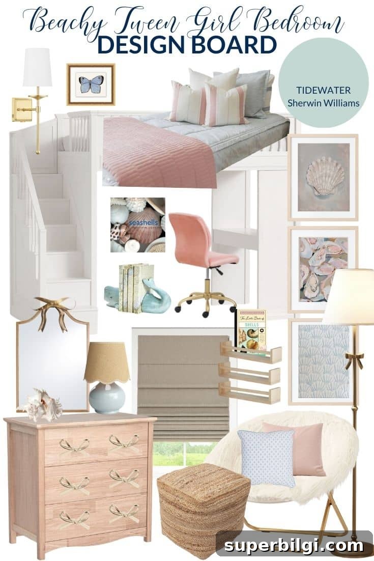 beauty tween girl bedroom design board