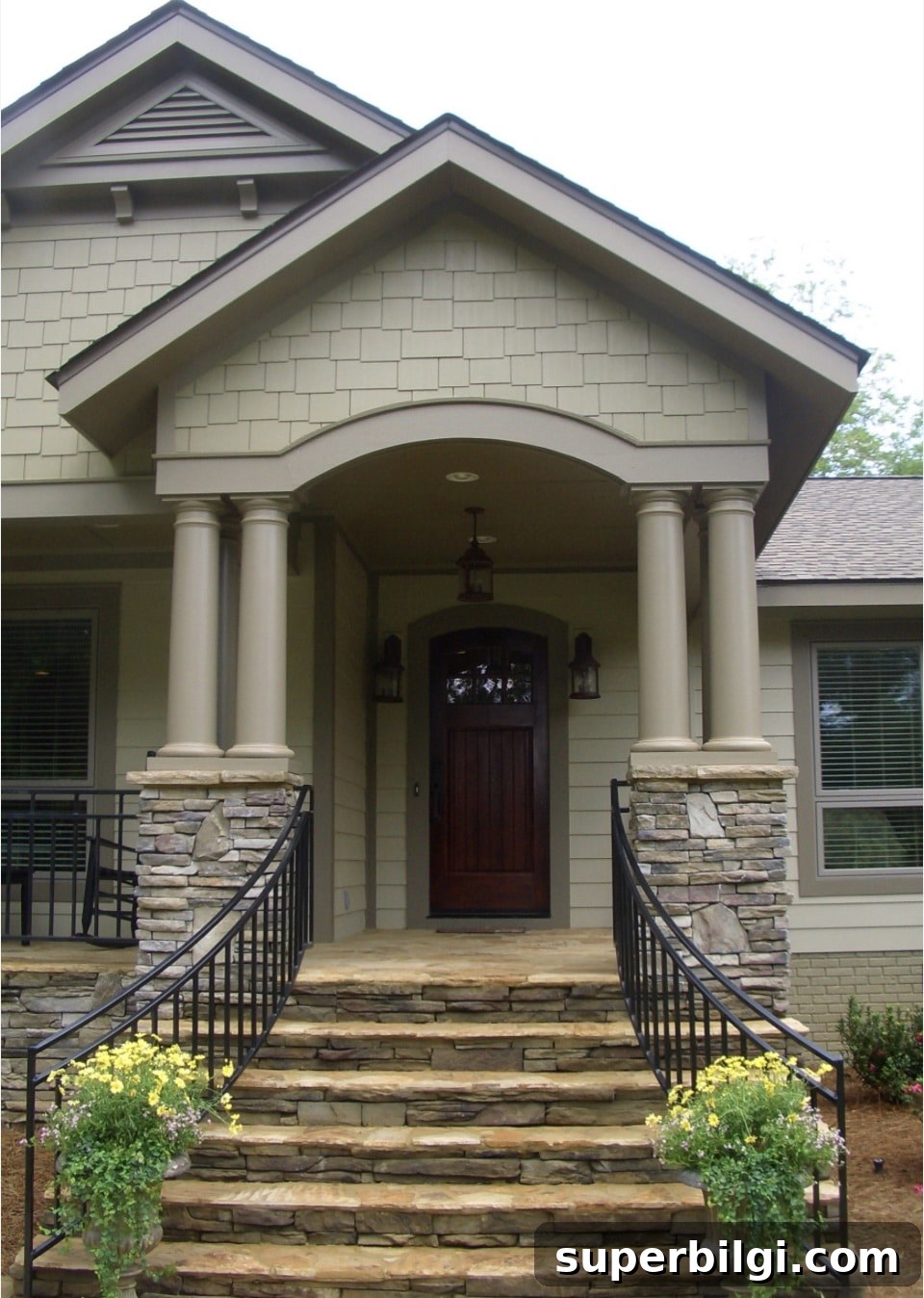 Sherwin-Williams Universal Khaki (SW 6150) Paint Color 10 Exterior of a home with Universal Khaki Sherwin Williams