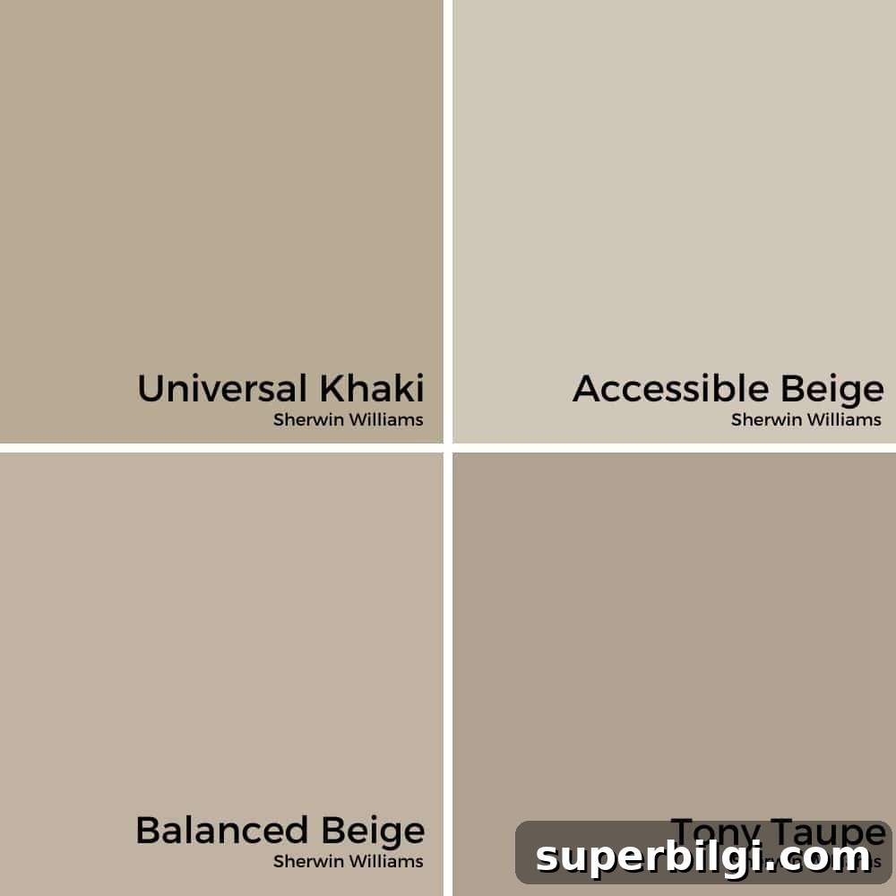 Sherwin-Williams Universal Khaki (SW 6150) Paint Color 6 Universal Khaki vs. Other Paint Colors