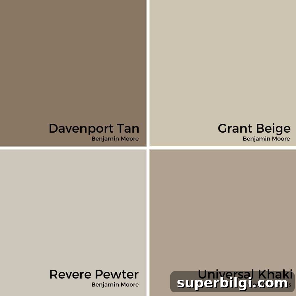 Benjamin Moore Davenport Tan (HC-76): Primary Bedroom Makeover 11 Davenport Tan vs. Other Paint Colors
