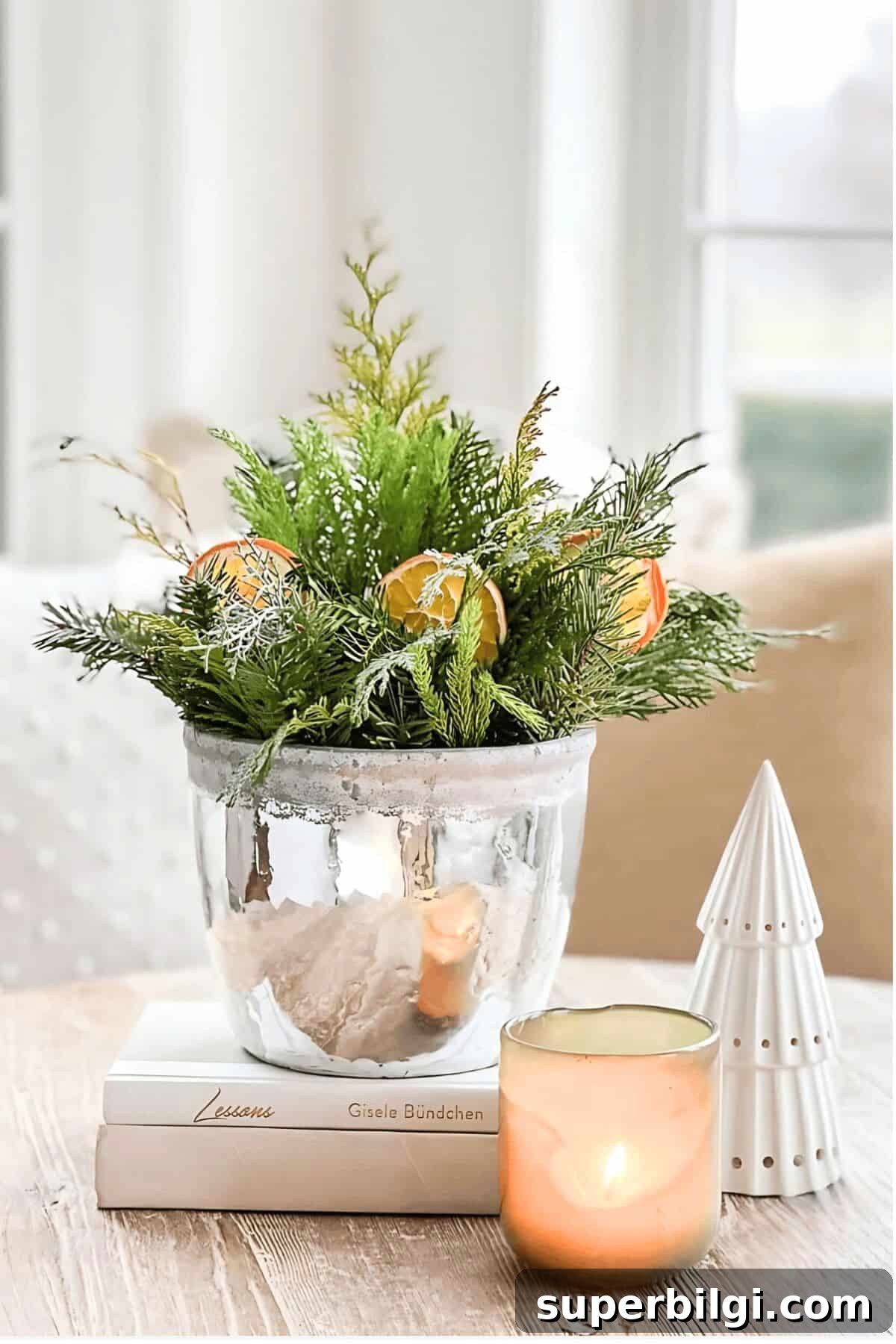 Holiday Kitchen: Christmas Ribbon Ideas and Red Plaid Tree 4 bucket of evergreen sprigs