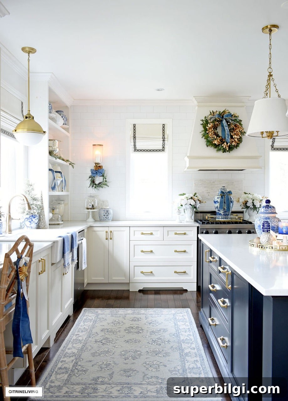 Blue & Gold Christmas Kitchen: Tablescapes & Holiday Decor Ideas 4 Citrine Living Christmas Kitchen