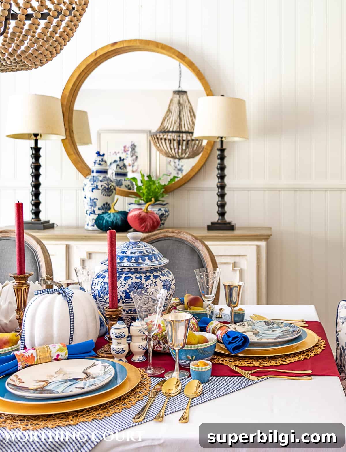 Blue & Gold Christmas Kitchen: Tablescapes & Holiday Decor Ideas 10 Thanksgiving tablescape ideas