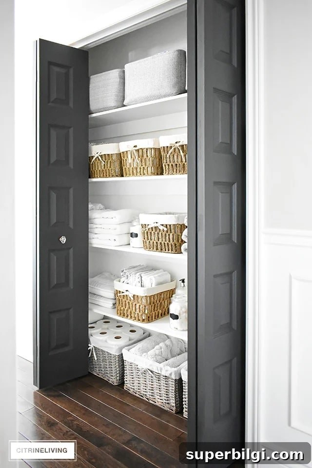 Cozy Winter Decorating, New Year Routines and DIY Wreath 7 organized linen closet