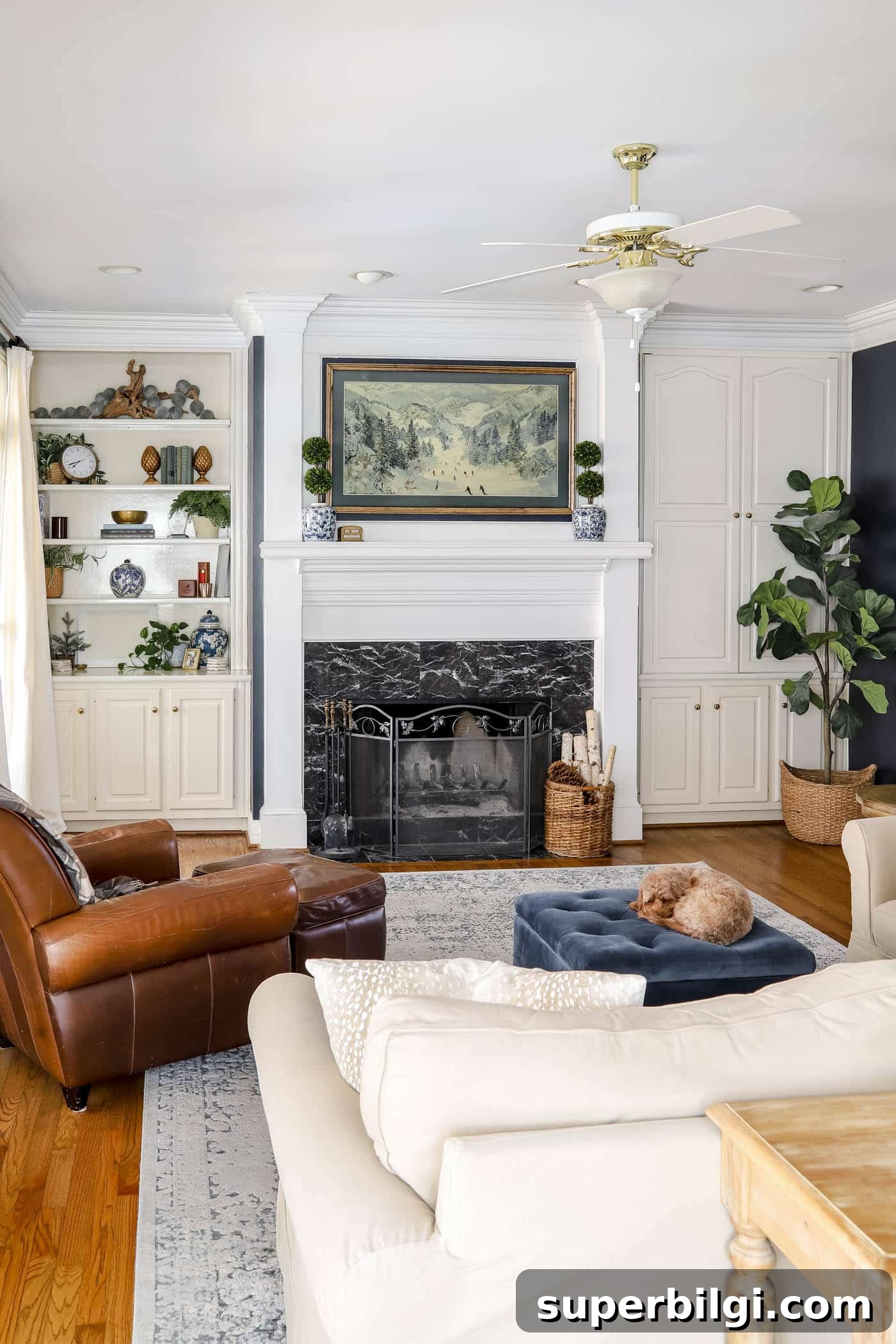 winter living room mantel decor