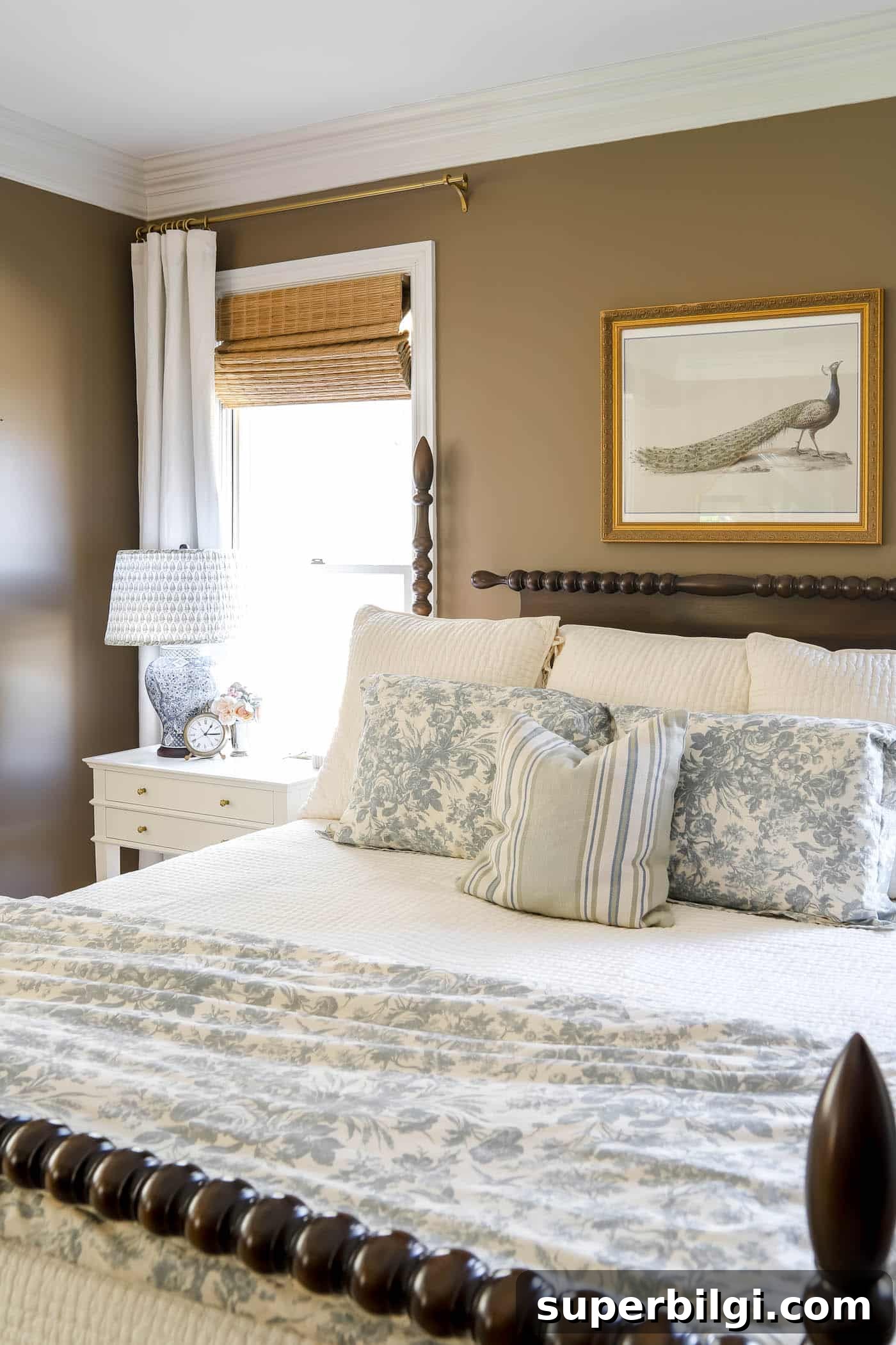 Spring Bedroom Decor Ideas to Instantly Refresh Your Space 16 light and airy room with pulled back curtains for spring.