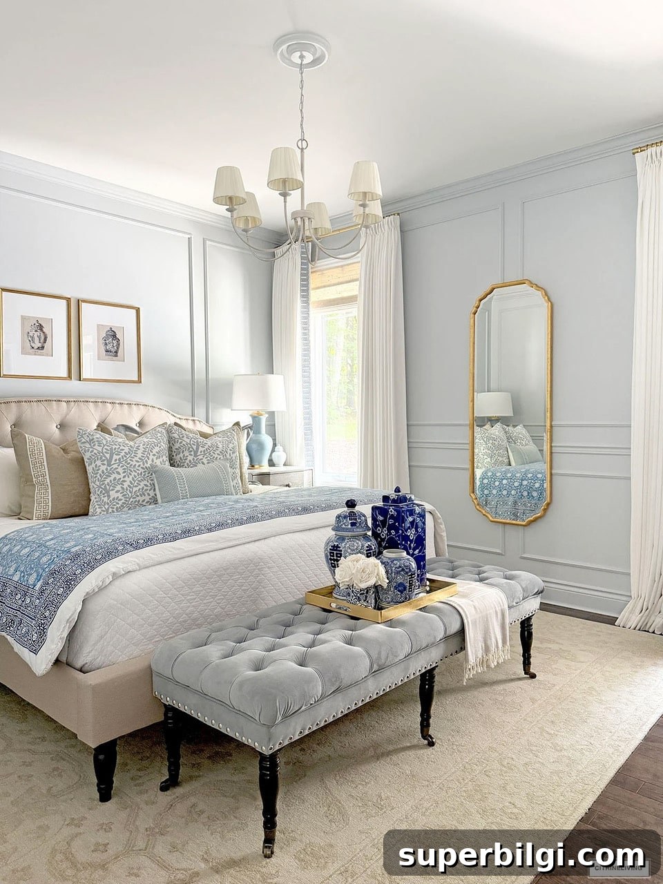 Chic Bedroom Updates, Outdoor Living and Memorial Day Ideas 4 blue and white bedroom update