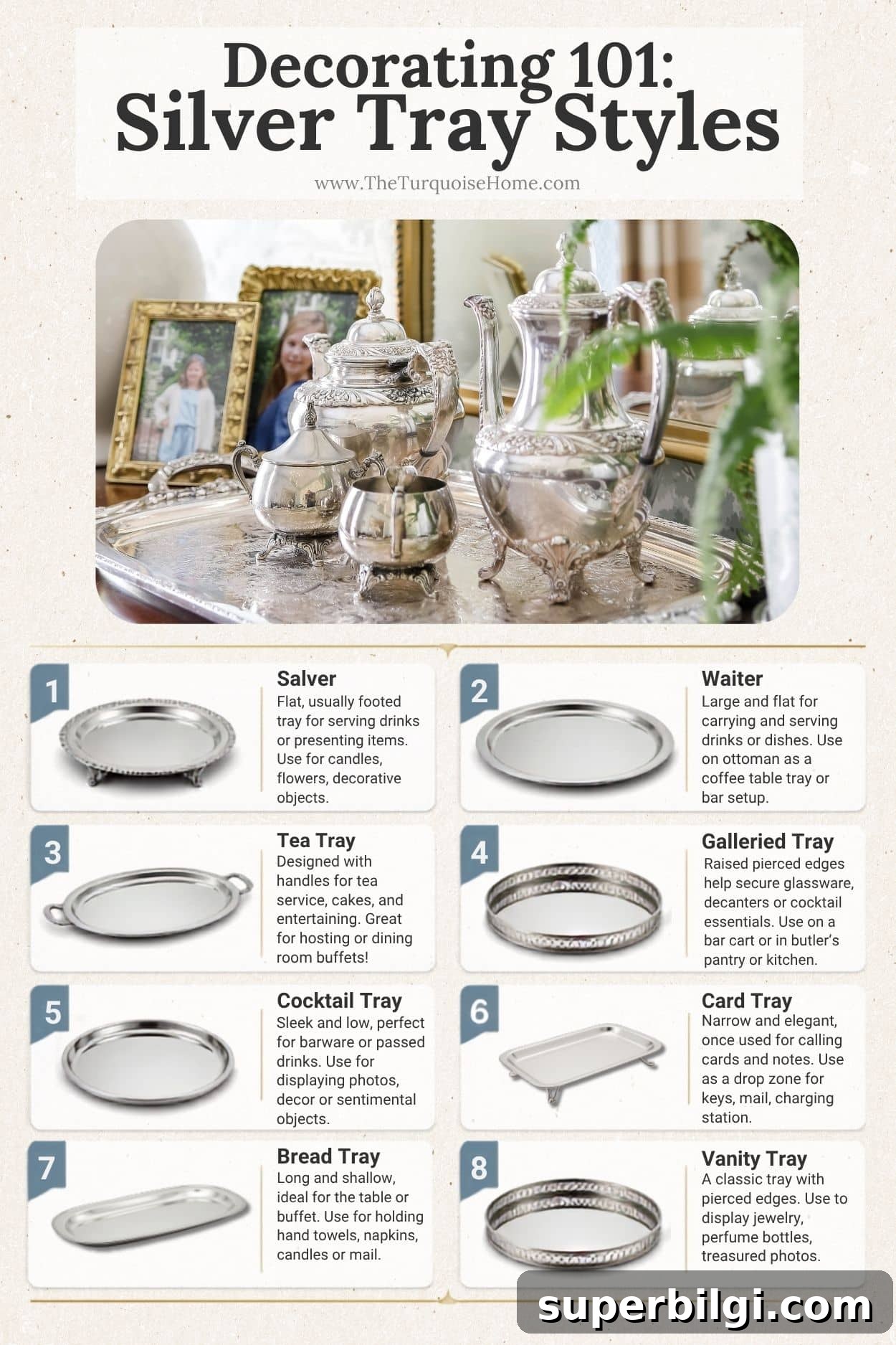 Use and Collect Inherited Antique Silver for Home Decor 3 silver tray styles guide