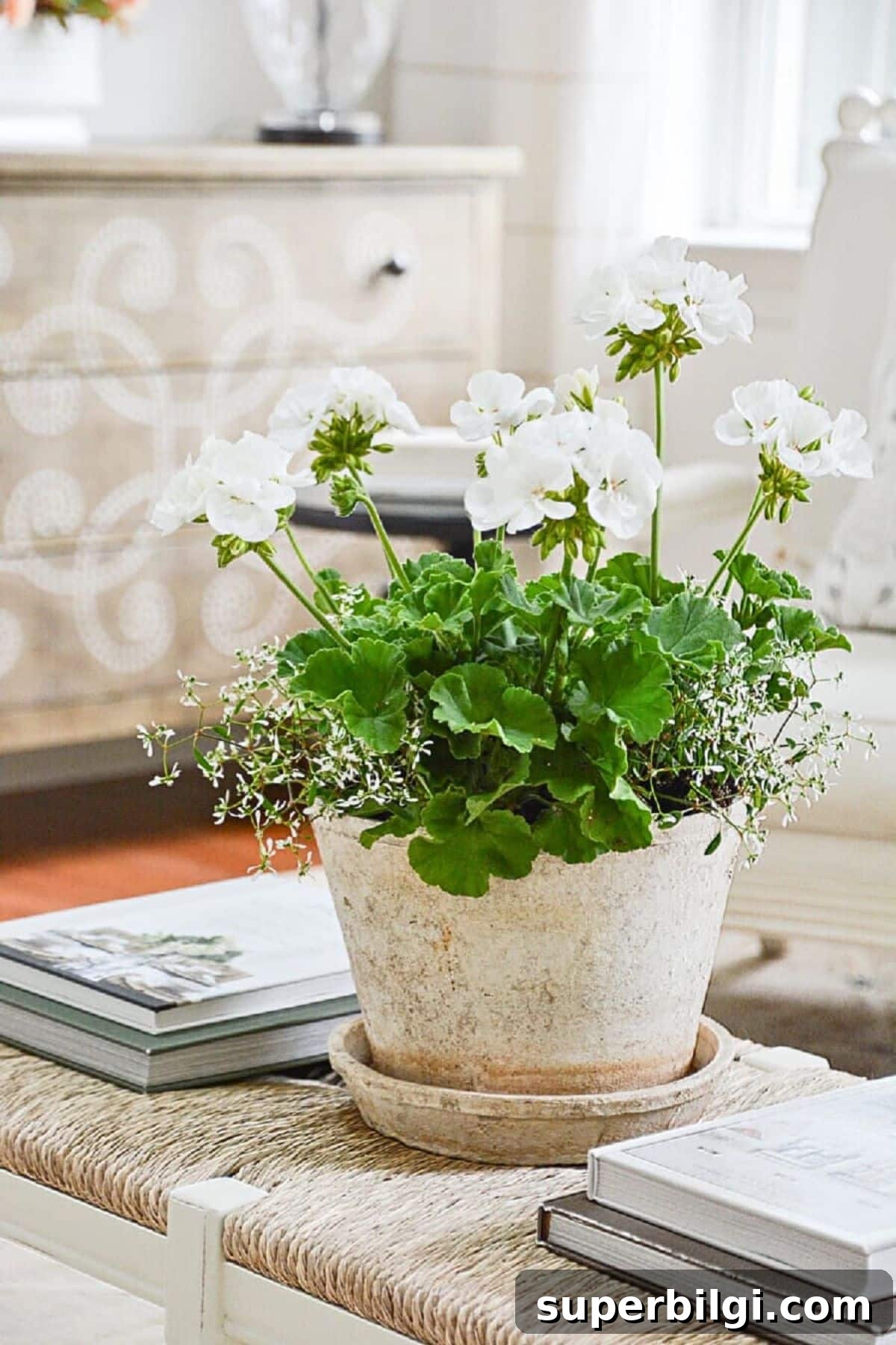 Elegant Home Ideas, Fourth of July Decor and Summer Entertaining 6 a blooming plant on a coffee table