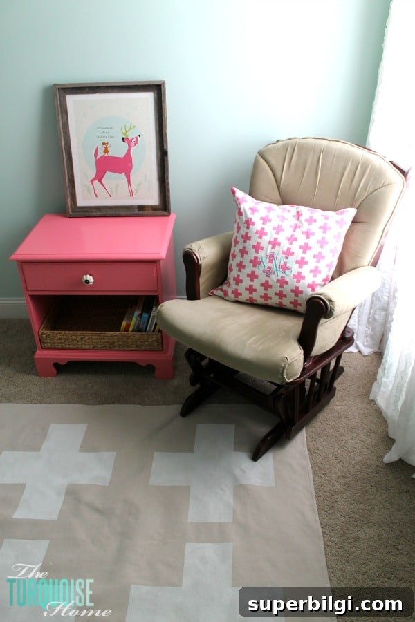 DIY Painted Drop Cloth Rug and Nursery Update 11 DIY Painted Drop Cloth Rug | TheTurquoiseHome.com
